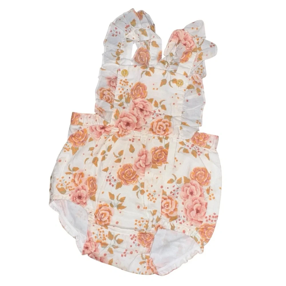 H&M Floral Baby Romper with Ruffle Straps